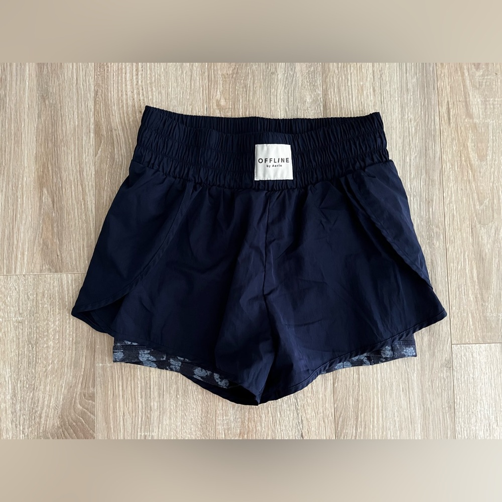 Aerie Offline Blue The Hugger Champ High Rise Shorts - Size Medium